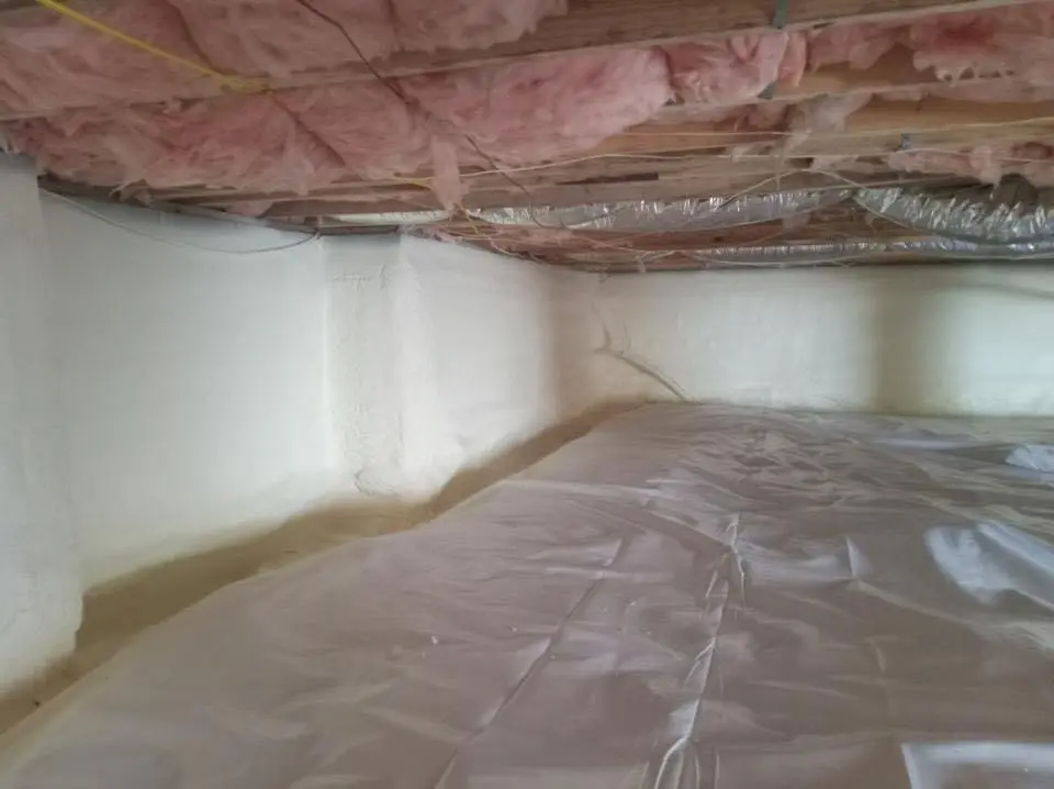 Crawl space encapsulation with closed-cell spray foam for Commercial Roof Restoration in Brookfield